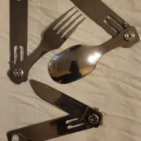 Набір столових приборів Roxon C1 3 in1 (ложка, виделка, ніж) сірий — Photo 2