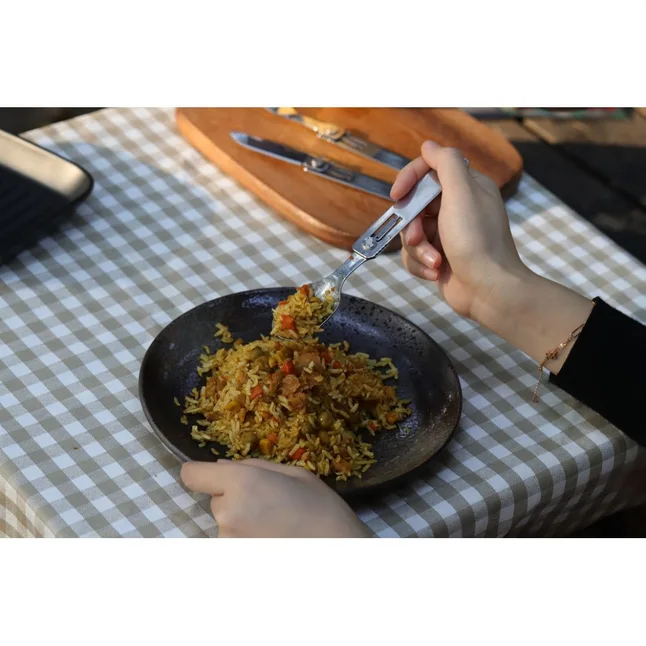 Набір столових приборів Roxon C1 3 in1 (ложка, виделка, ніж) сірий — Photo 1