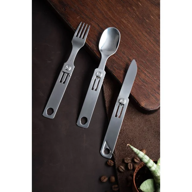 Набір столових приборів Roxon C1 3 in1 (ложка, виделка, ніж) сірий — Photo 11